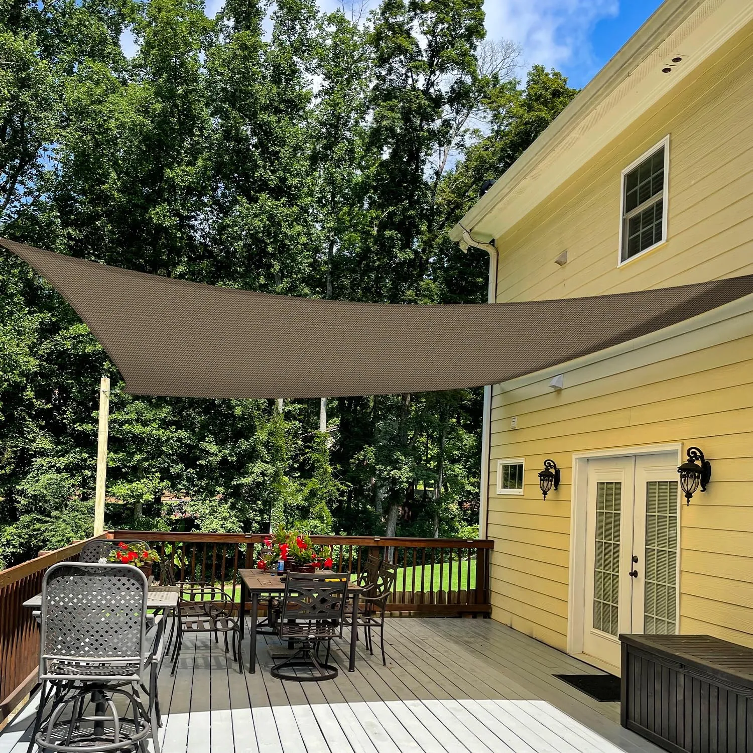 TANG Sunshades Depot 16' x 20' Sun Shade Sail Square Permeable Canopy Brown Coffee Custom Commercial Standard