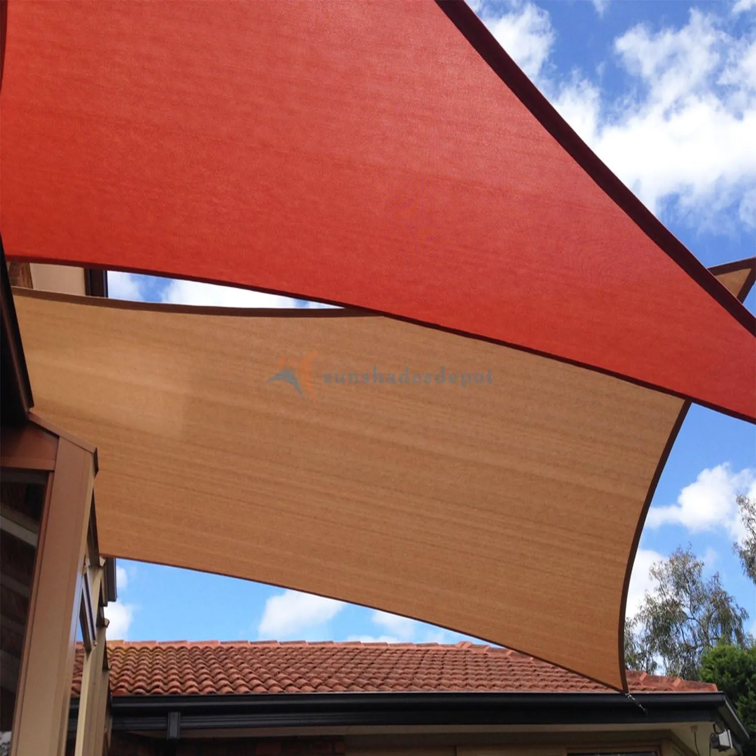 TANG Sunshades Depot 16' x 20' Sun Shade Sail Square Permeable Canopy Brown Coffee Custom Commercial Standard
