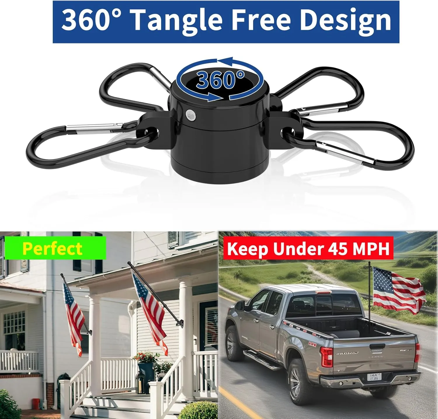 Tangle Free 5 FT Thickened Flag Pole, Stainless Steel, Suitable for Residential,RV,Truck, Boat, House, Porch, Yard 4 Pack (Black; Flags and Base Not Included)