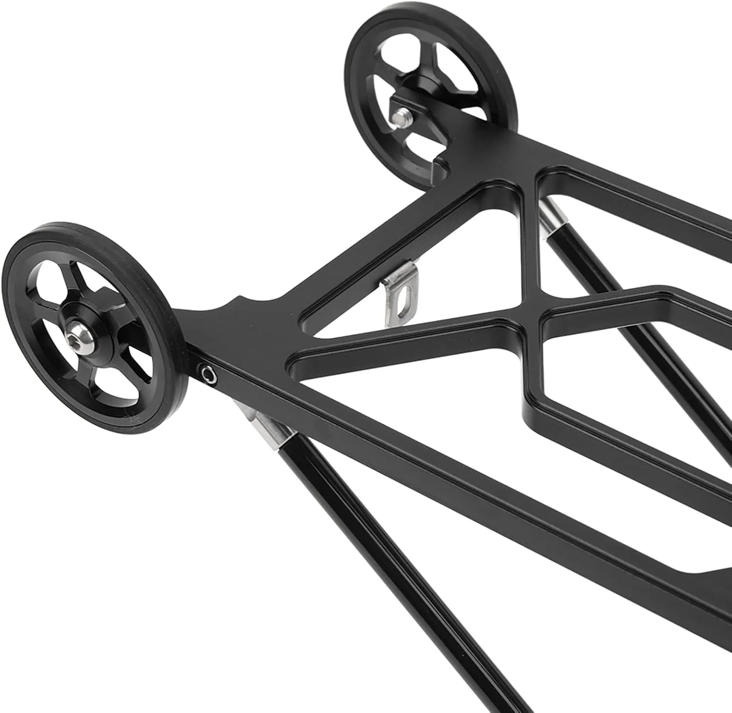 Tbest Bicycle Rear Rack with Wheels,Folding Bike Rear Rack High Strength Aluminum Alloy Bicycle Luggage Carrier with Wheels for Brompton