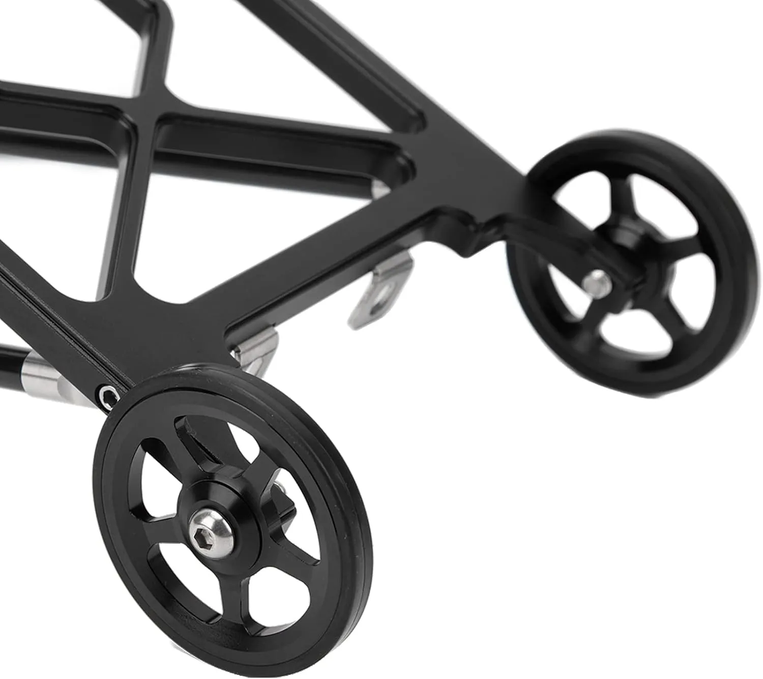Tbest Bicycle Rear Rack with Wheels,Folding Bike Rear Rack High Strength Aluminum Alloy Bicycle Luggage Carrier with Wheels for Brompton