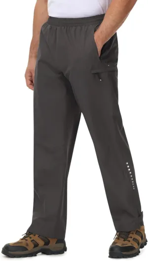TBMPOY Men's Rain Pants Waterproof Zipper Lightweight Breathable Mesh with 3 Zipper Pockets Rain Gear Work Motorcycle