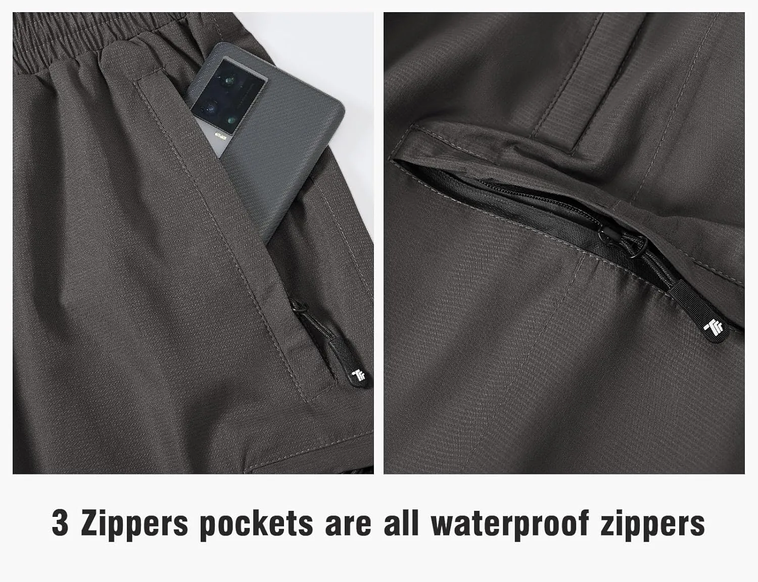 TBMPOY Men's Rain Pants Waterproof Zipper Lightweight Breathable Mesh with 3 Zipper Pockets Rain Gear Work Motorcycle