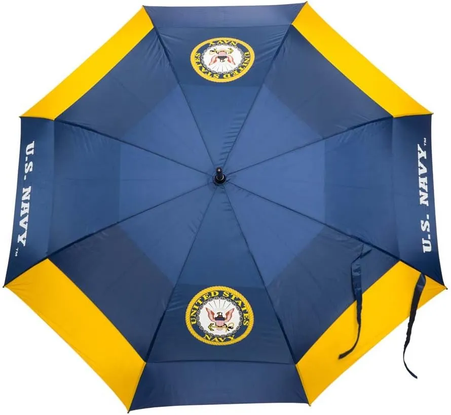 Team Golf Military 62" Golf Umbrella with Protective Sheath, Double Canopy Wind Protection Design, Auto Open Button