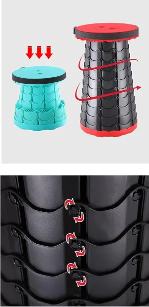 Telescopic Portable Stool, Camping Retractable Folding Stool for Fishing, Hiking, Travel, Queuing, Gardening Capacity 250Lbs,Black