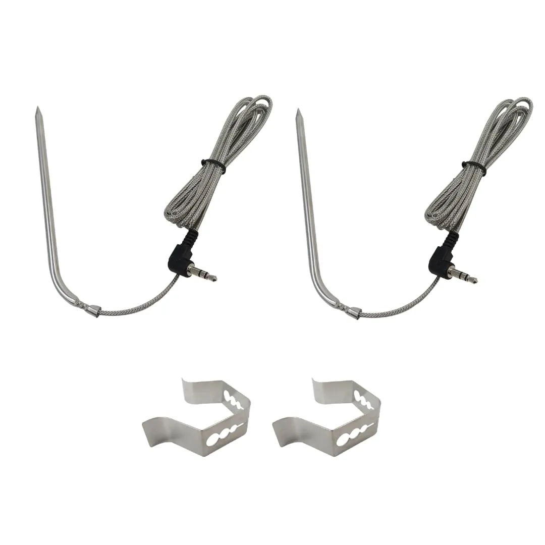 Temperature Probe with Clip Set for Camp Chef DLX Pellet Grill, for Cabelas, for Woodwind, 4" Food Grade Stainless Steel Probe w/Clips for Barbecue Food by YTXXDEUS
