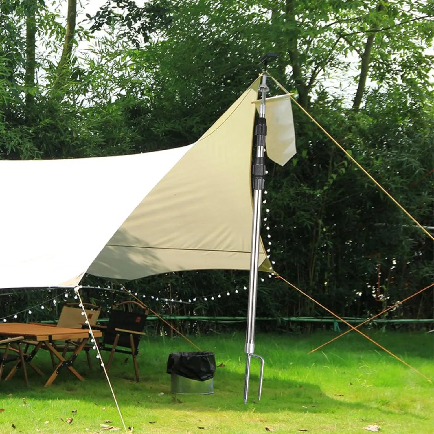 Tent Tarp Poles Replacement Poles Heavy Duty Tent Support Rods Adjustable Stainless Steel Tent Pole Awning Poles for Hiking