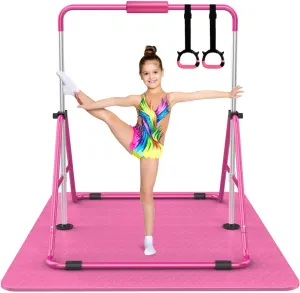 Tepemccu Expandable Gymnastics Bars,Adjustable Height Gymnastic Horizontal Bars,Junior Training Bar Children Folding Training Monkey Bars for Kids…