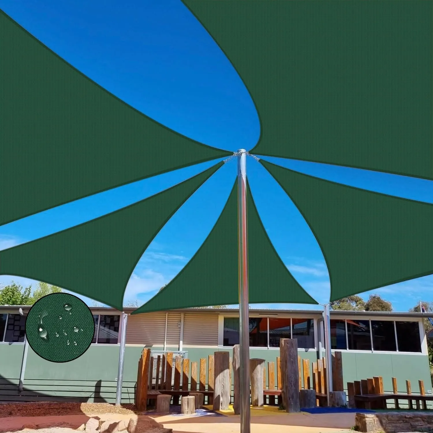 Terylene Waterproof Sun Shade Sail UV Blocker Sunshade Patio Equilateral Triangle Knitted 220 GSM Block Fabric Pergola Carport Awning 13' x 13' x 13' in Color Dark Green