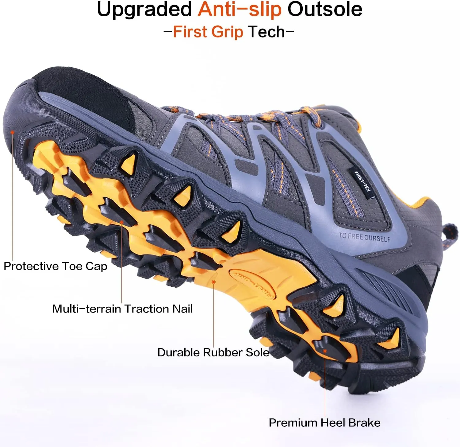 TFO Hiking Shoes Men's Waterproof Air Circulation Insole Ankle Support Non-Slip Lightweight for Outdoor Trekking Walking