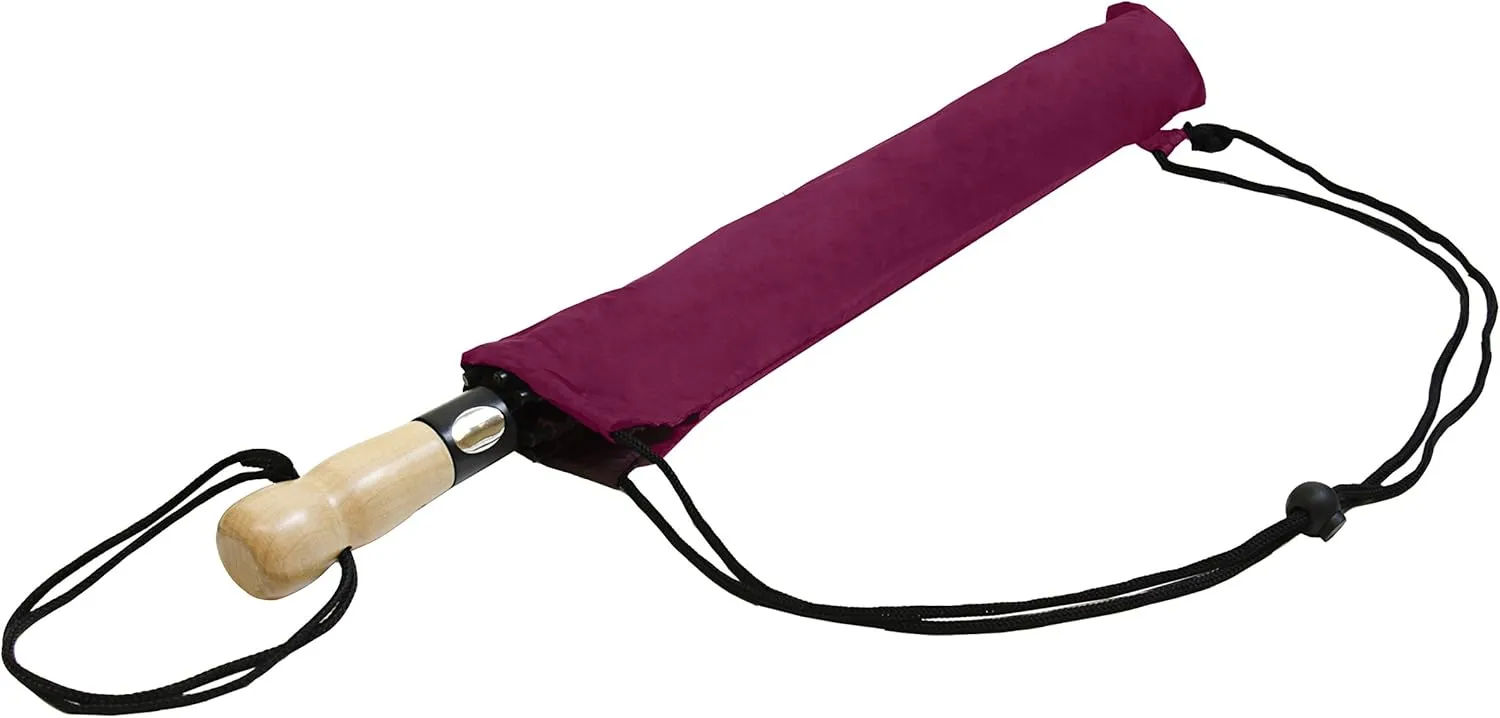 The Little Giant Vented Windproof Large 58 Inch Automatic Open Folding Golf Umbrella, Portable Strong Fiberglass Ribs Umbrella, Oversize Golf Umbrella with Wooden Handle for Men & Women