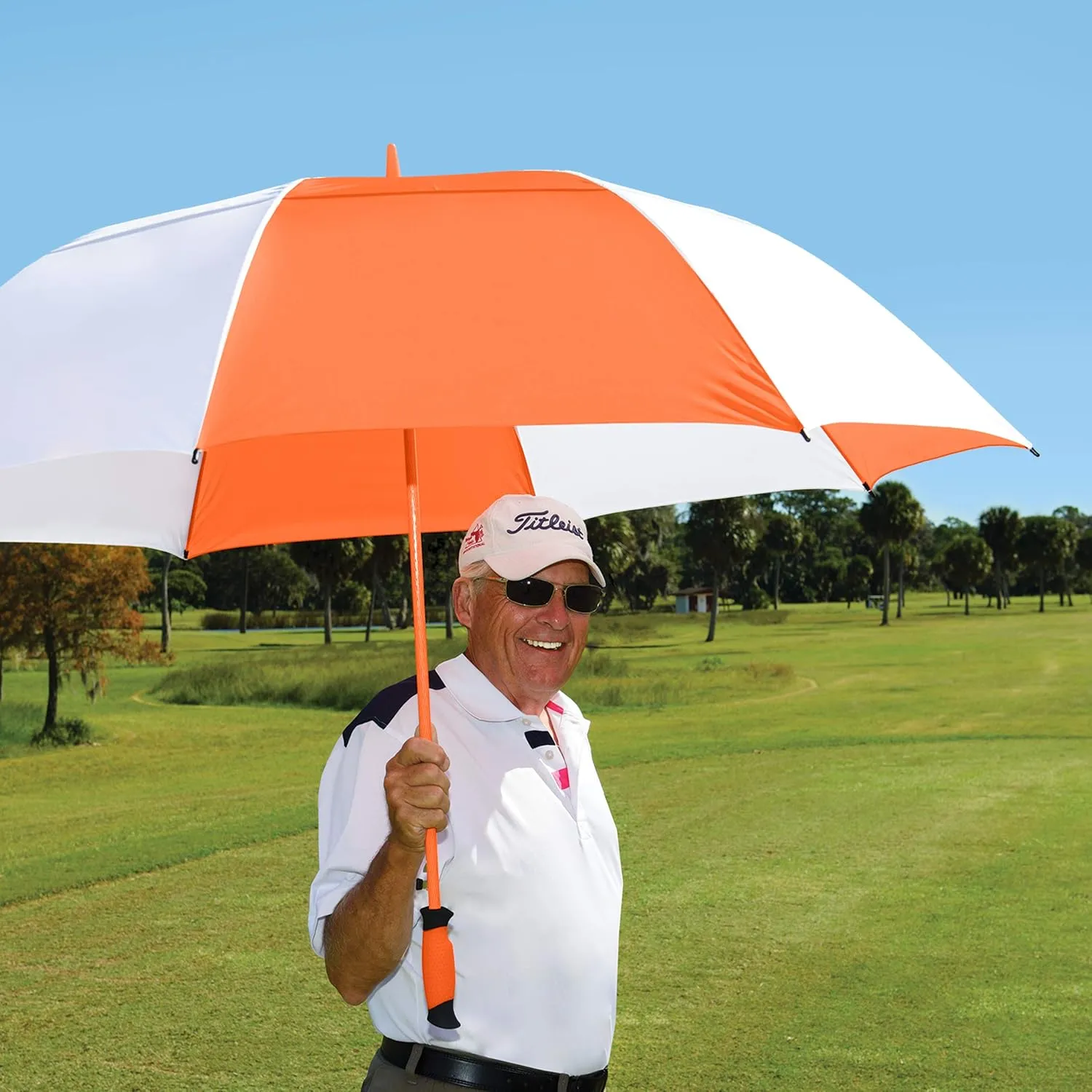 The Paramount Vented Large 64 inch Windproof Automatic Open Double Canopy Golf Umbrella for Rain, Wind and Sun, Strong & Lightweight Oversized Golf Umbrella with Wind Vent for Men & Women