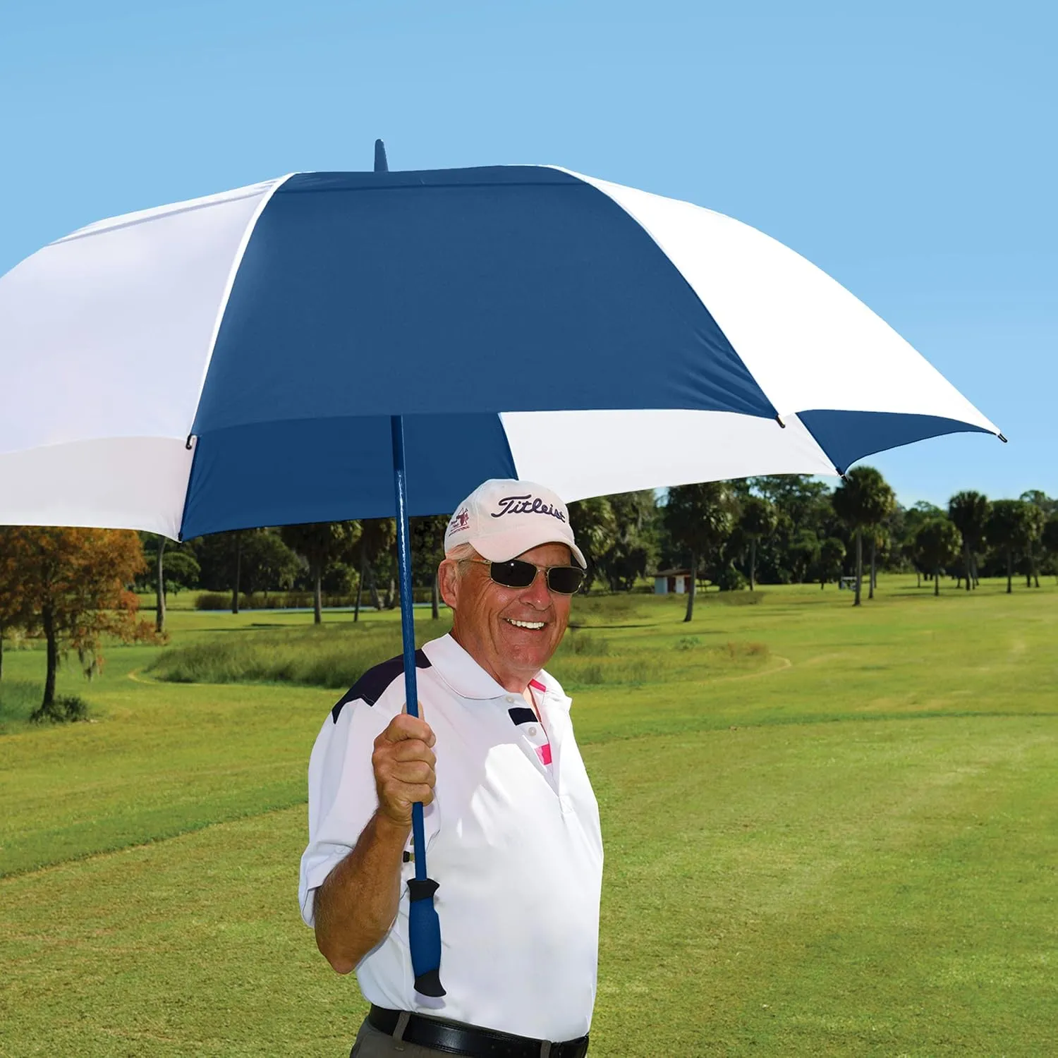 The Paramount Vented Large 64 inch Windproof Automatic Open Double Canopy Golf Umbrella for Rain, Wind and Sun, Strong & Lightweight Oversized Golf Umbrella with Wind Vent for Men & Women