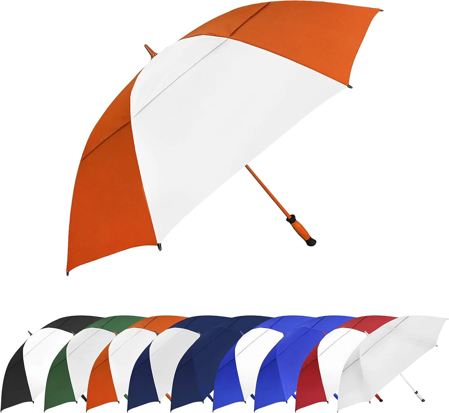 The Paramount Vented Large 64 inch Windproof Automatic Open Double Canopy Golf Umbrella for Rain, Wind and Sun, Strong & Lightweight Oversized Golf Umbrella with Wind Vent for Men & Women