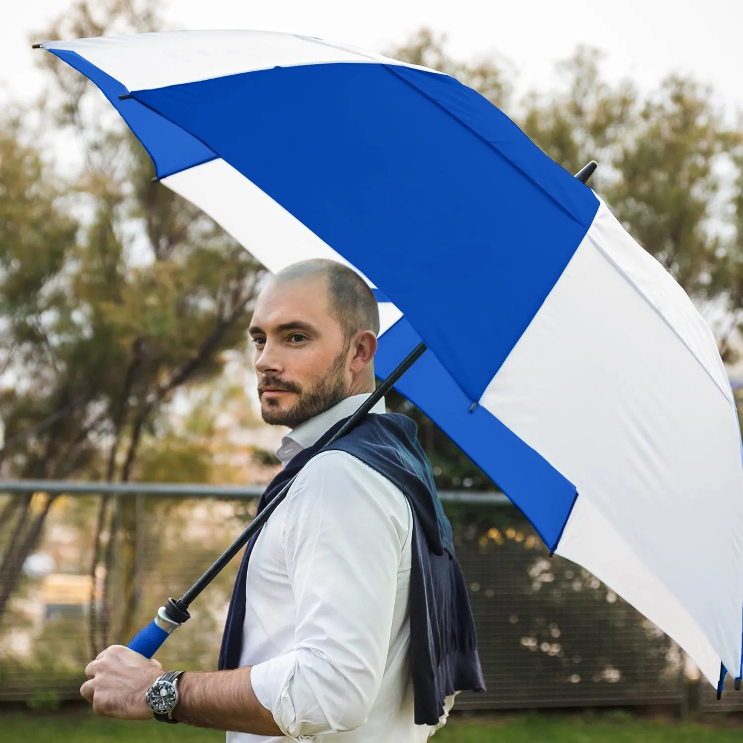 The Typhoon Tamer 62 Inch Vented Windproof Double Canopy Large Golf Umbrella for Rain & Wind, Strong Fiberglass Oversized Lightweight Professional Quality Golfers Umbrella for Men & Women, Red/Black