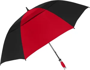 The Typhoon Tamer 62 Inch Vented Windproof Double Canopy Large Golf Umbrella for Rain & Wind, Strong Fiberglass Oversized Lightweight Professional Quality Golfers Umbrella for Men & Women, Red/Black