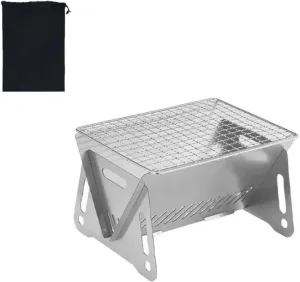 the Ultimate Outdoor Folding Grill: Heat-resistant Stainless Steel, Foldable Charcoal Grill with Ventilation Holes - the Perfect Camping Stove for Adventure Lovers!