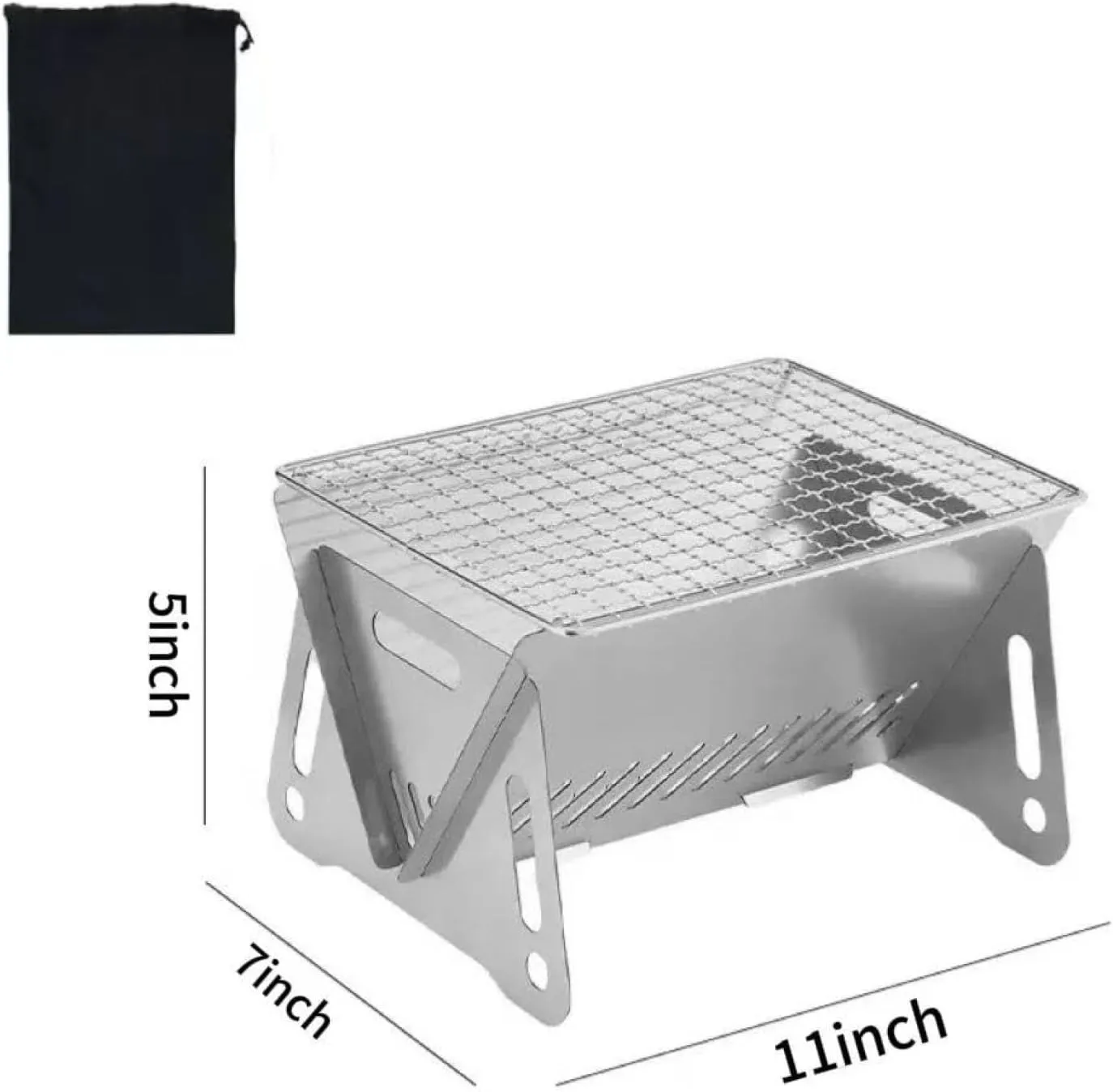 the Ultimate Outdoor Folding Grill: Heat-resistant Stainless Steel, Foldable Charcoal Grill with Ventilation Holes - the Perfect Camping Stove for Adventure Lovers!