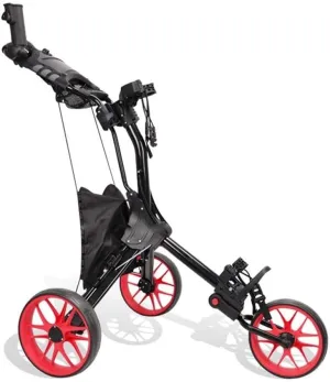 Three-Wheeled Golf Trolley, Aluminum Alloy Push Cart with Storage Bag, Umbrella Stand, Bottle Cage, Foldable Design