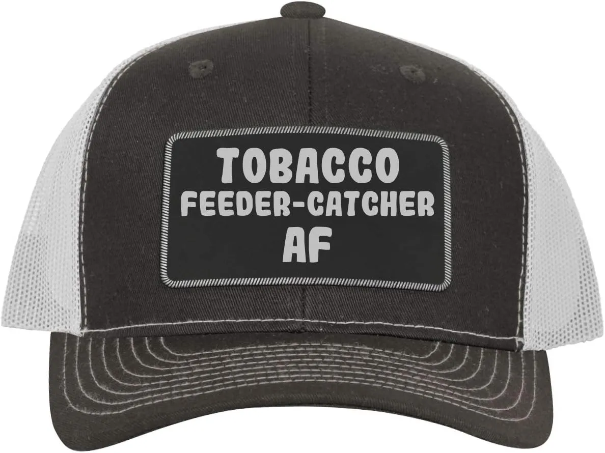 Tobacco Feeder-Catcher AF - Leather Black Patch Engraved Trucker Hat