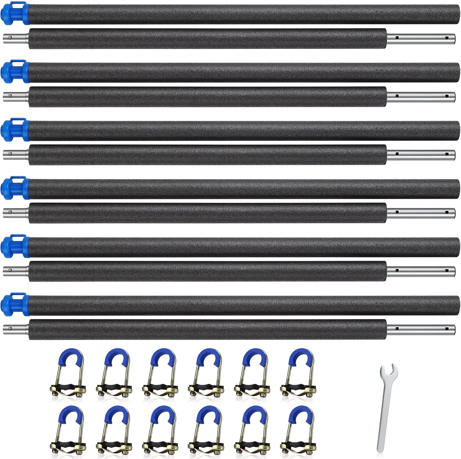 TOBWOLF 6PCS 10-16FT Trampoline Replacement Enclosure Poles Kit, Universal Safety Trampoline Poles Fits 6 Straight Poles Trampoline Frame, Compatible with Trampoline Legs of Up to 1.65"/4.2CM Diameter