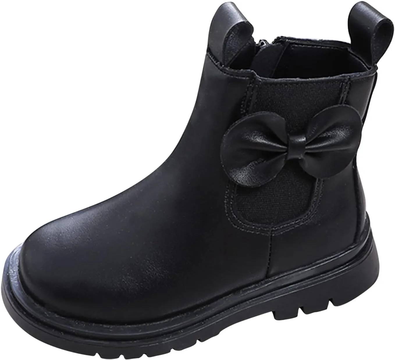 Toddler Leather Boots 𝐖aterproof Short Snowboots Baby Girls Boys Non Slip Black Ankle Booties Kids First Walking Shoes
