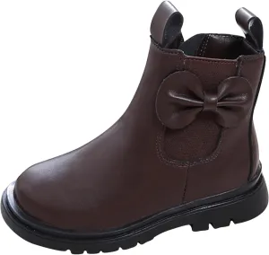 Toddler Leather Boots 𝐖aterproof Short Snowboots Baby Girls Boys Non Slip Black Ankle Booties Kids First Walking Shoes