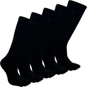 Toe Socks Athletic for Men - Women Five Finger Socks Cotton High Crew Socks for Running Sports Hiking 5 Pairs 6-12