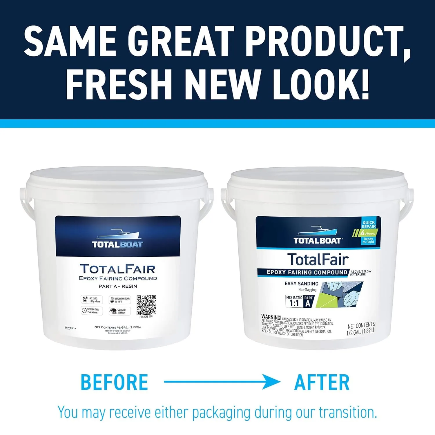 TotalBoat-434282 TotalFair Marine Epoxy Fairing Compound for Fiberglass, Wood, Aluminum and Steel (2 Pint Kit)