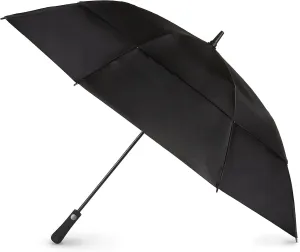 totes Automatic Open Extra Large Vented Canopy Golf Stick Umbrella, Black