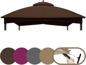 Tradesparker 10x12 Replacement Canopy Top for Lowe's Allen Roth Gazebo #GF-12S004B-1,Double Tiered Waterproof Gazebo Cover Roof with T-Hook, Brown