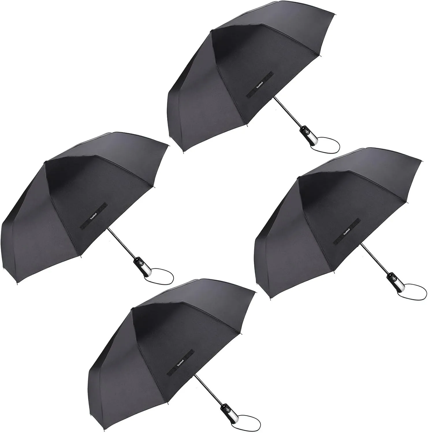 TradMall 4 Pack Travel Umbrella Windproof Portable 46 Inches Large Canopy Ergonomic Handle Auto Open & Close