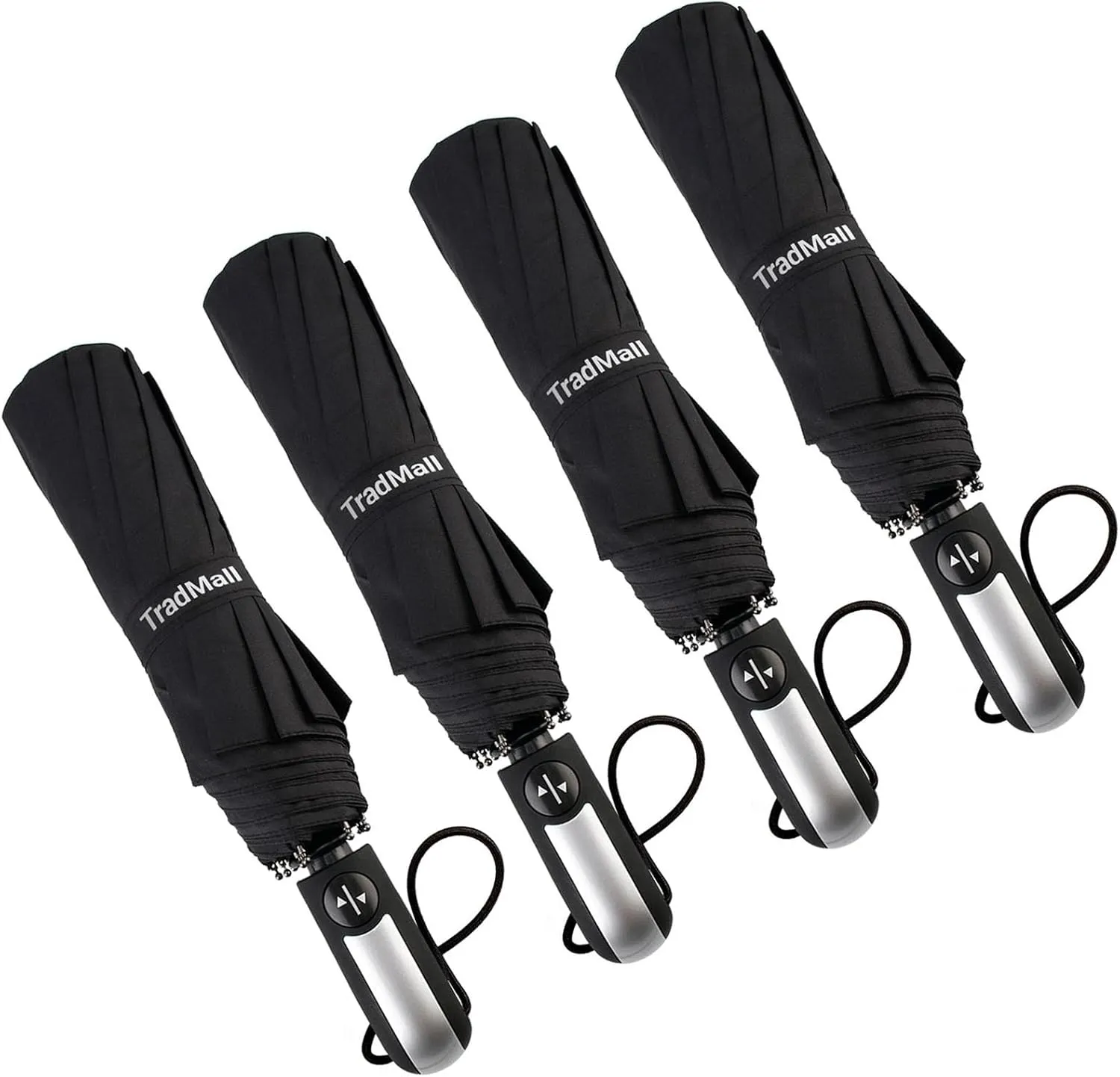 TradMall 4 Pack Travel Umbrella Windproof Portable 46 Inches Large Canopy Ergonomic Handle Auto Open & Close