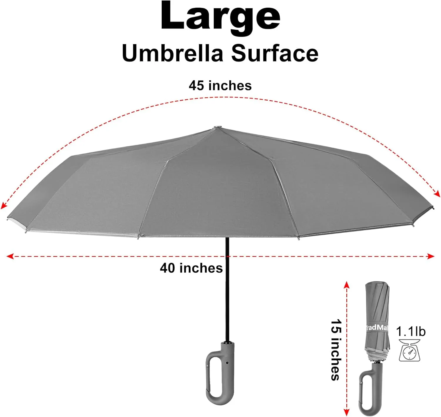 TradMall Travel Umbrella, 280T Fabric Windproof Automatic Portable Compact Folding Umbrellas for Rain with Reflective Stripe for Women and Men