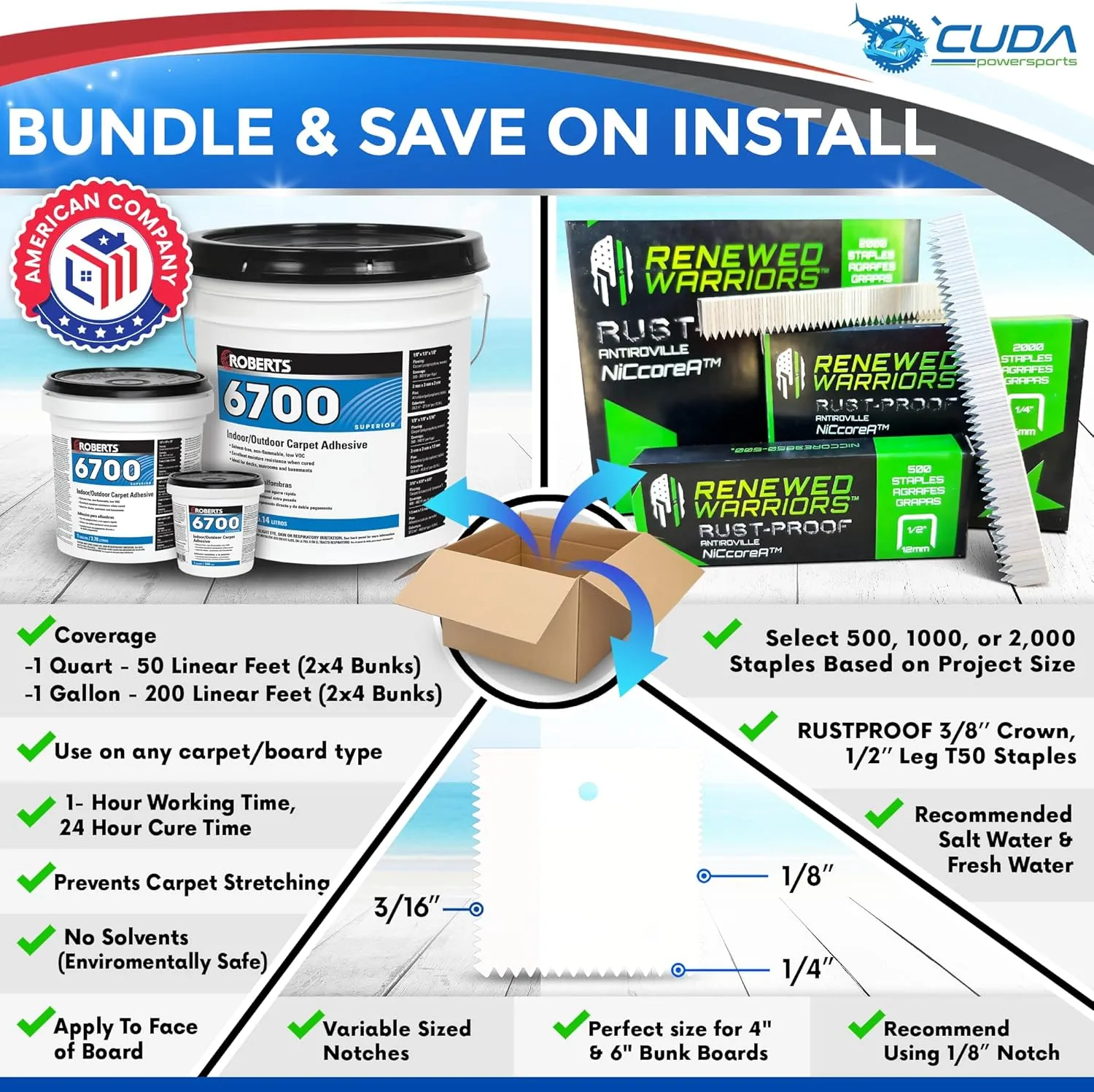 Trailer Hardware Kit-Cuda Boat Trailer Bunk Carpet 12 Inch Wide-PREMIUM30-Charcoal 12" x 13Ft-No Kit-Carpet Only-Boat Trailer Carpet Waterproof Premium Kit30