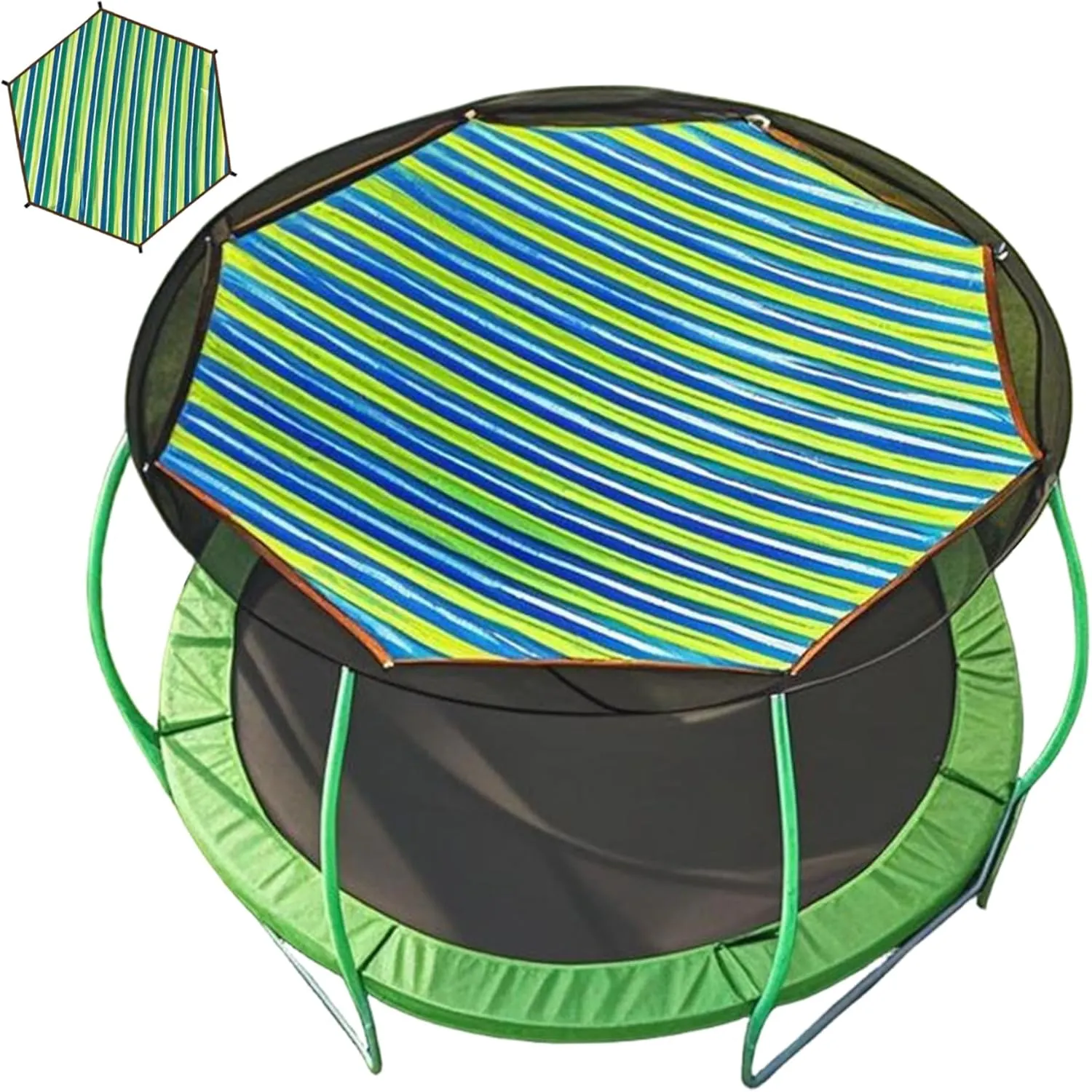 Trampoline Canopy 14FT 8 Pole UV Protection Hexagonal PU Trampoline Shade with Grommet Breathable Cooling Shade Cover for Outdoor