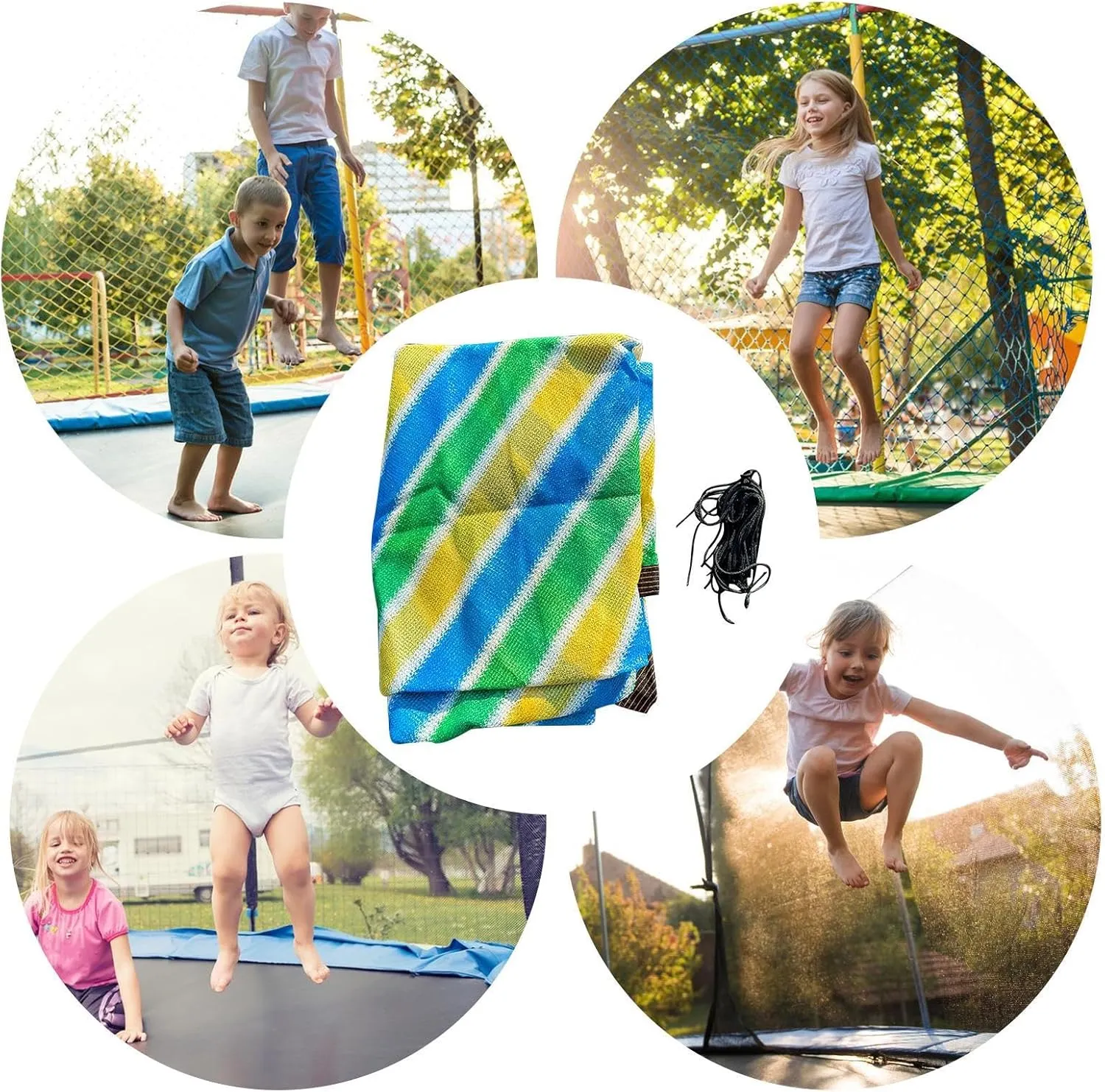Trampoline Shade Canopy - UV-Blocking Cover With Mesh Ventilation, Outdoor Sun Protection Tent | Protective Accessories Replacement UV Protection, Breathable Safety Net Roof Shelter For Backyard Bounc