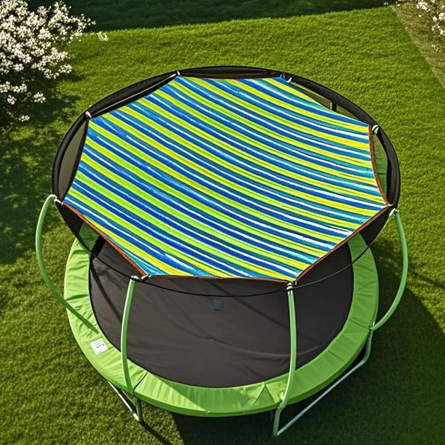 Trampoline Shade Canopy - UV-Blocking Cover With Mesh Ventilation, Outdoor Sun Protection Tent | Protective Accessories Replacement UV Protection, Breathable Safety Net Roof Shelter For Backyard Bounc