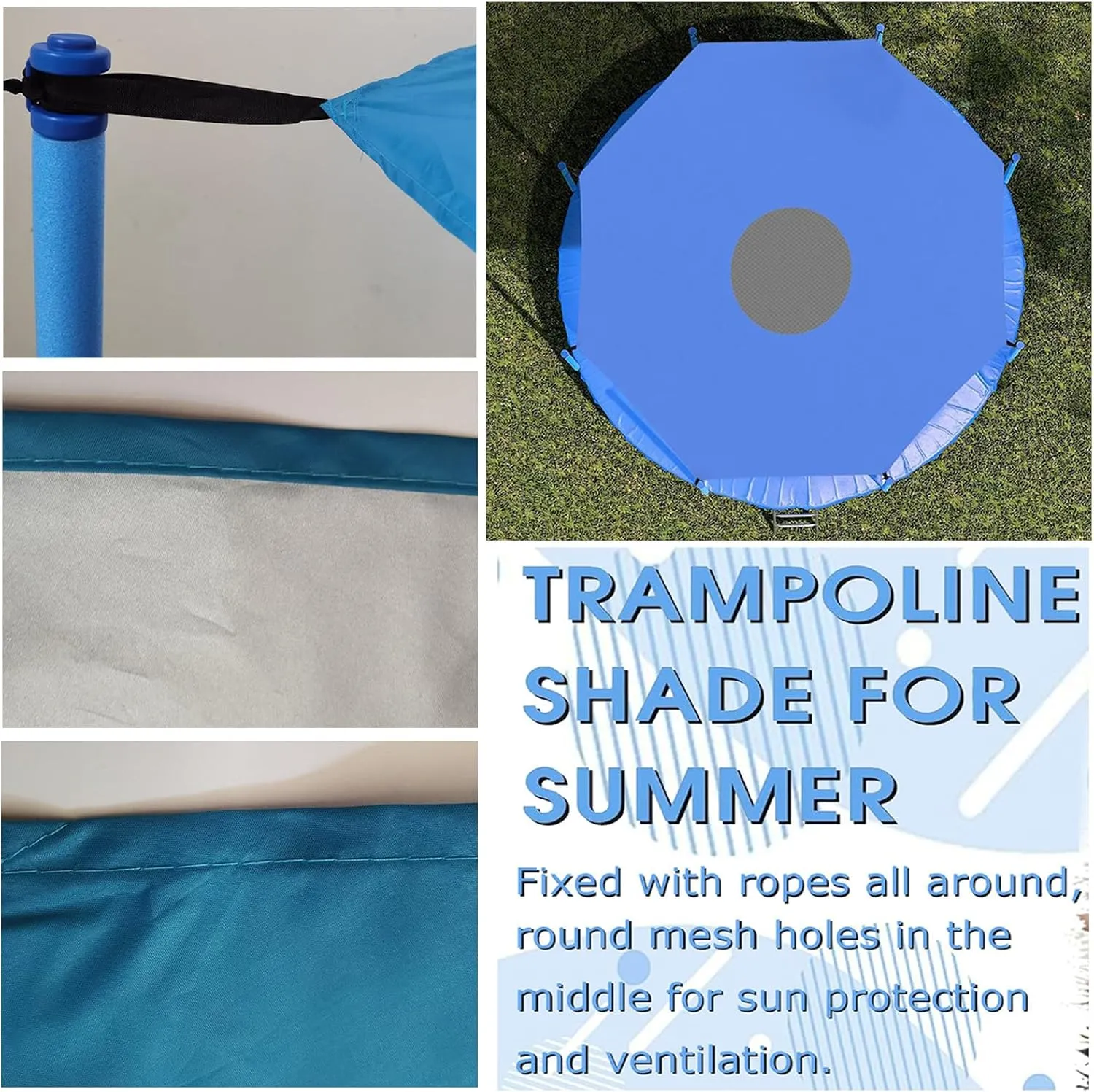 Trampoline Shade Cover for 8 Poles Trampoline, Outdoor Sun Protection Trampoline Top Cover Waterproof Anti-UV Canopy