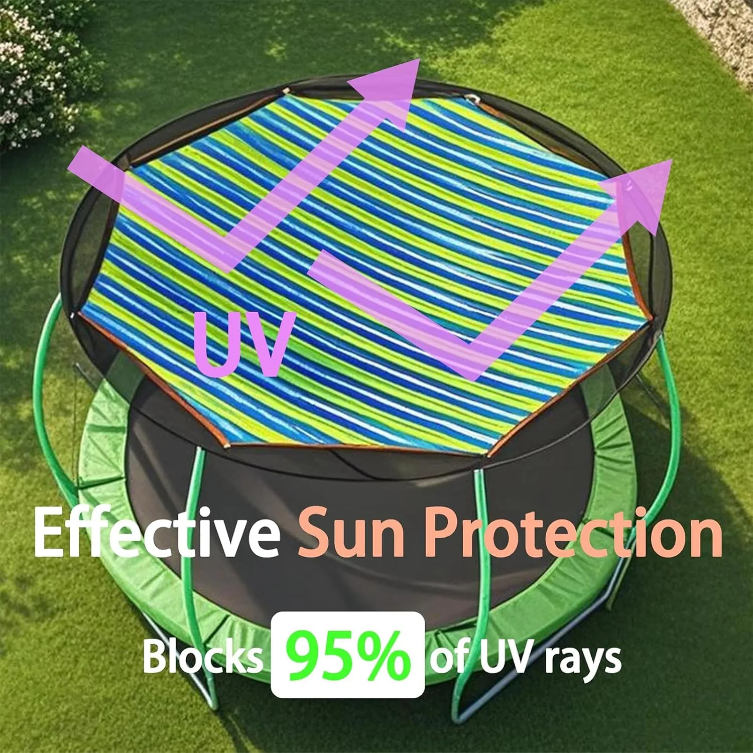 Trampoline Shade Cover - Waterproof & UV Protection Top Cover for 8ft to 16ft Trampolines (8,10,12,14,15,16 ft) - Sunproof Canopy for Outdoor Use, Weather Resistant