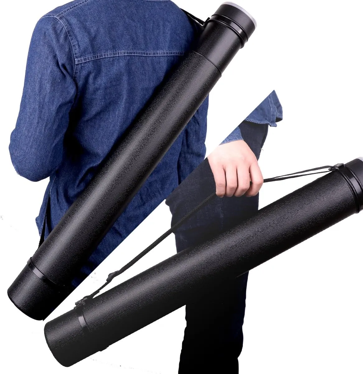 TRANSON Poster Documents Storage Tube 24"-40" Extendable for Artworks, Blueprints, Drafting and Scrolls Color Black
