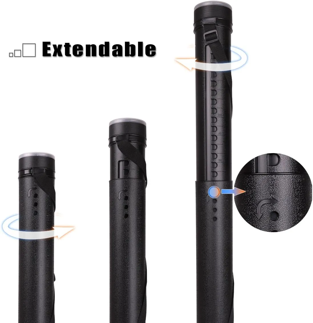 TRANSON Poster Documents Storage Tube 24"-40" Extendable for Artworks, Blueprints, Drafting and Scrolls Color Black