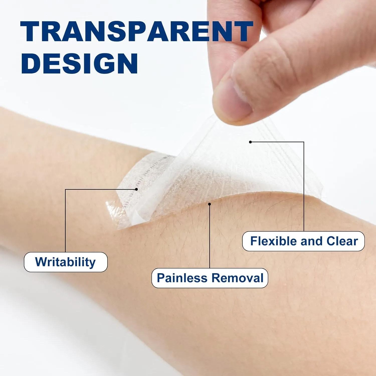 Transparent Film Dressing 2.36" x 2.75", 100 Packs Waterproof Wound Bandage Adhesive Patches, Wound Cover Patches for Post Surgical Shower, IV Shield, Tattoo Aftercare Bandage