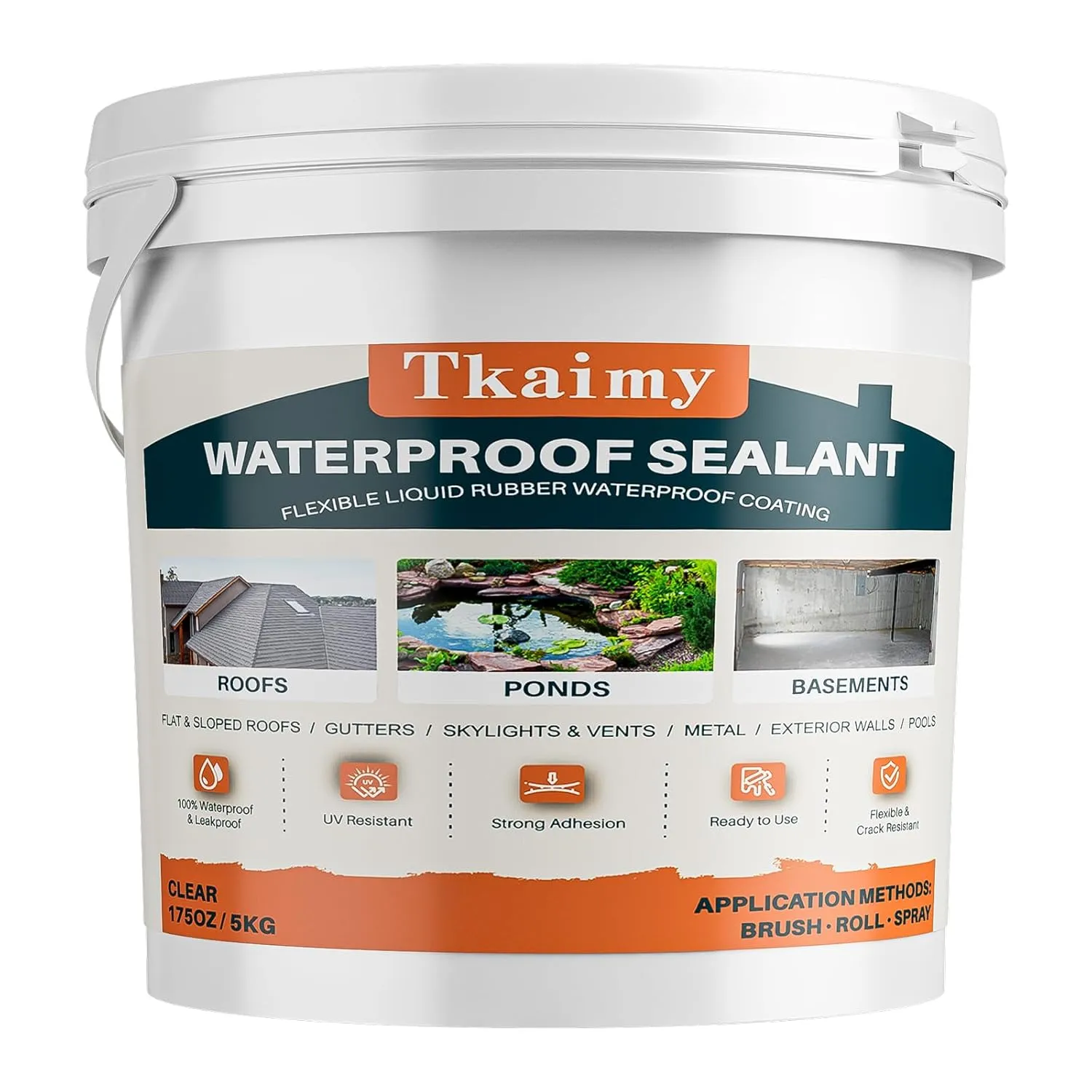 Transparent Waterproof Coating 175oz, Water-Based Invisible Waterproof Agent Leak Repair Sealant, Indoor & Outdoor Roofs, Shower Walls, Bathroom, Kitchen, Liquid Water Proof Clear Sealant