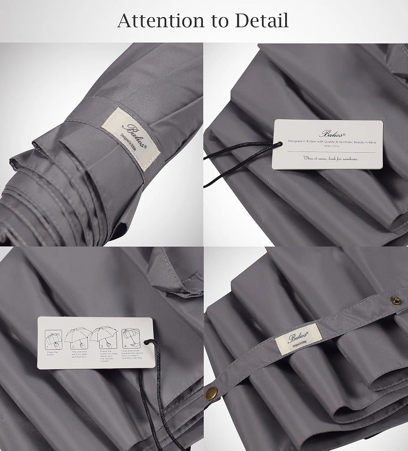Travel Folding Umbrella with Real Wood Handle Auto Open Close Vented Windproof Canopy - Designed in UK
