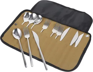 Travel-friendly Camping Cutlery Set Fork Spoon Compact Picnic Utensils Outdoor Tableware Pouch Ideal for Camping and