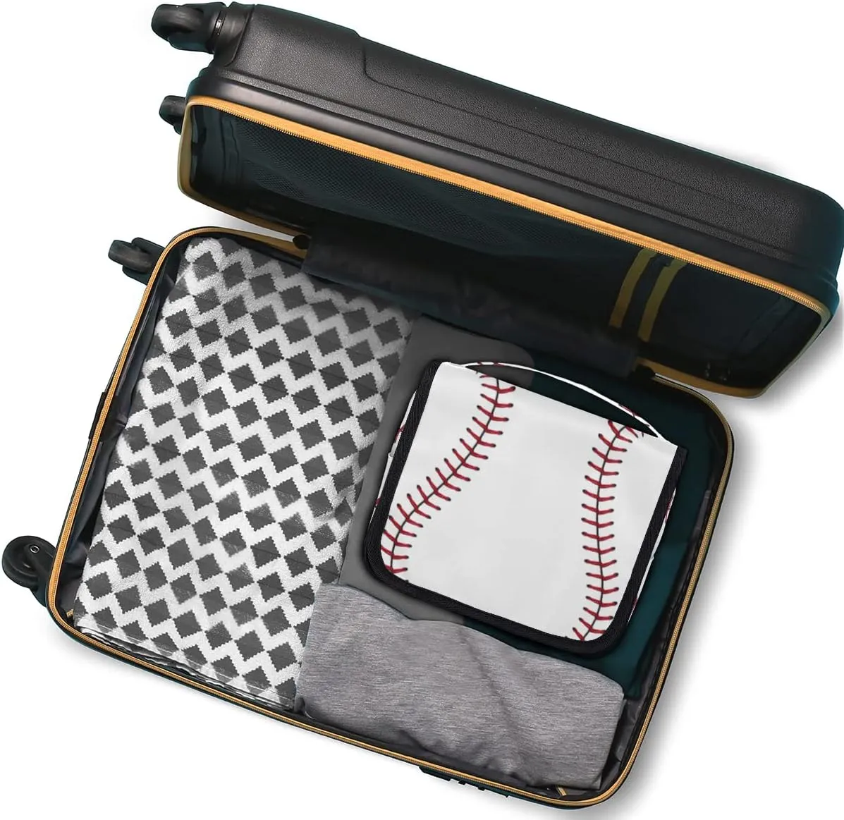 Travel Hanging Toiletry Bag for Women Men Baseball Cosmetic Bag Waterproof Makeup Organizer for Accessories, Shampoo, Full Sized Container, Toiletries for Bathroom Shower