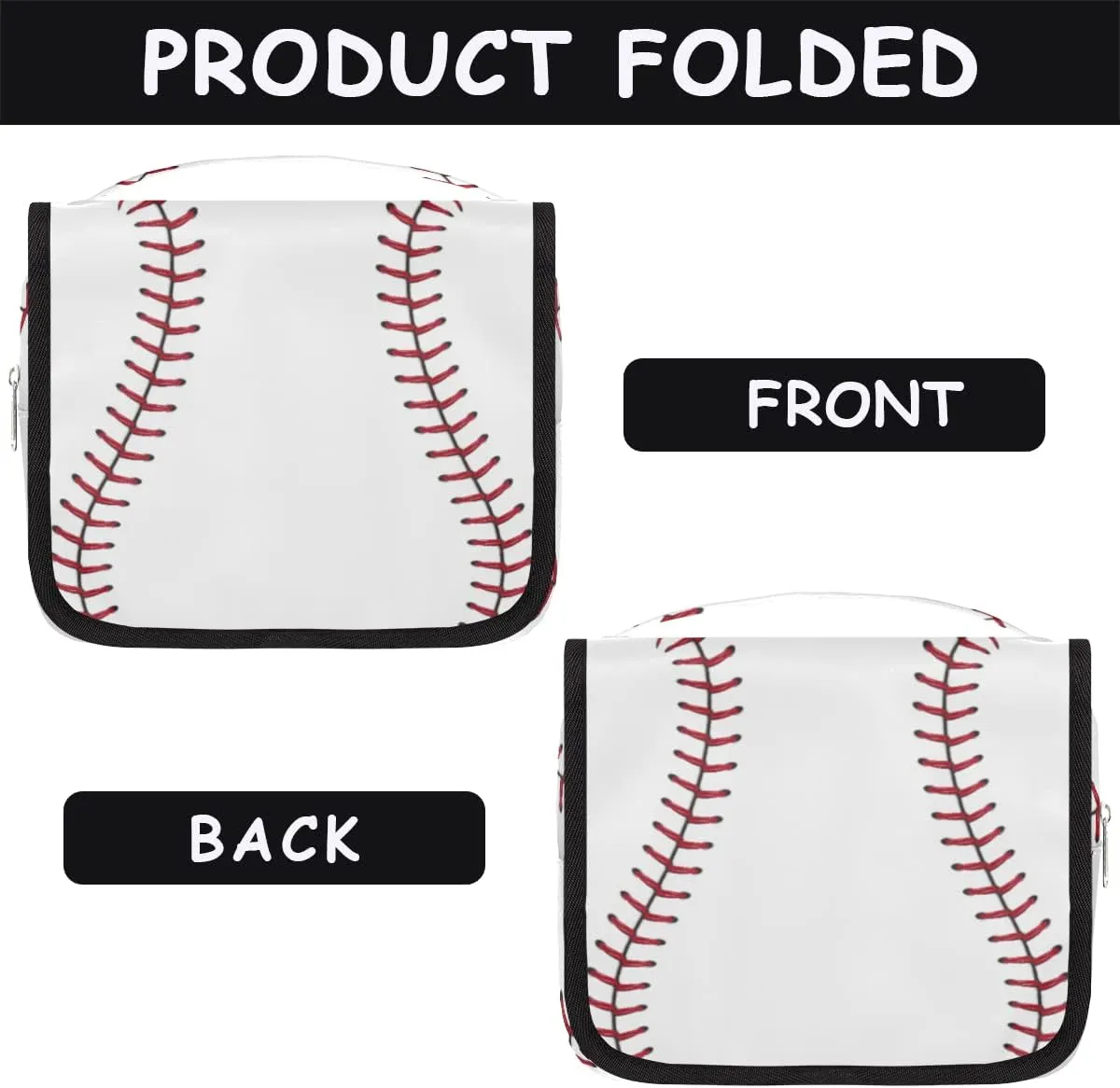 Travel Hanging Toiletry Bag for Women Men Baseball Cosmetic Bag Waterproof Makeup Organizer for Accessories, Shampoo, Full Sized Container, Toiletries for Bathroom Shower
