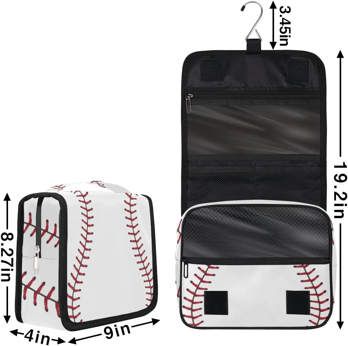 Travel Hanging Toiletry Bag for Women Men Baseball Cosmetic Bag Waterproof Makeup Organizer for Accessories, Shampoo, Full Sized Container, Toiletries for Bathroom Shower
