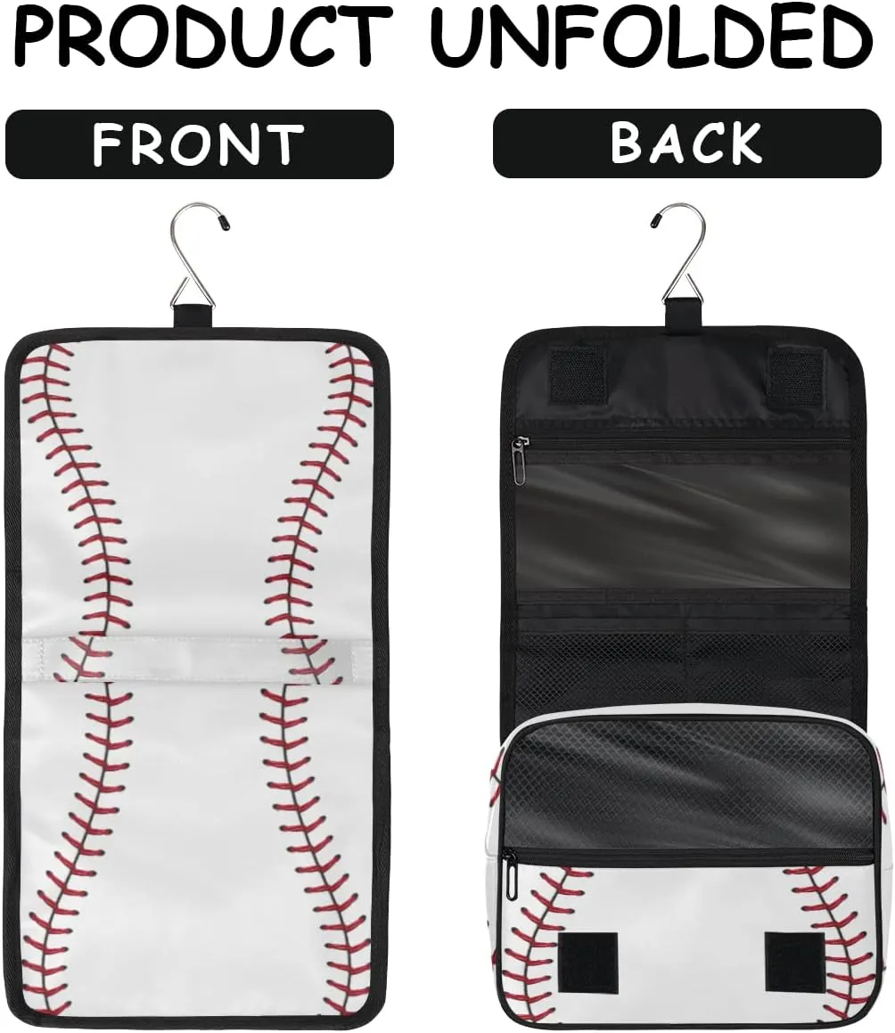 Travel Hanging Toiletry Bag for Women Men Baseball Cosmetic Bag Waterproof Makeup Organizer for Accessories, Shampoo, Full Sized Container, Toiletries for Bathroom Shower